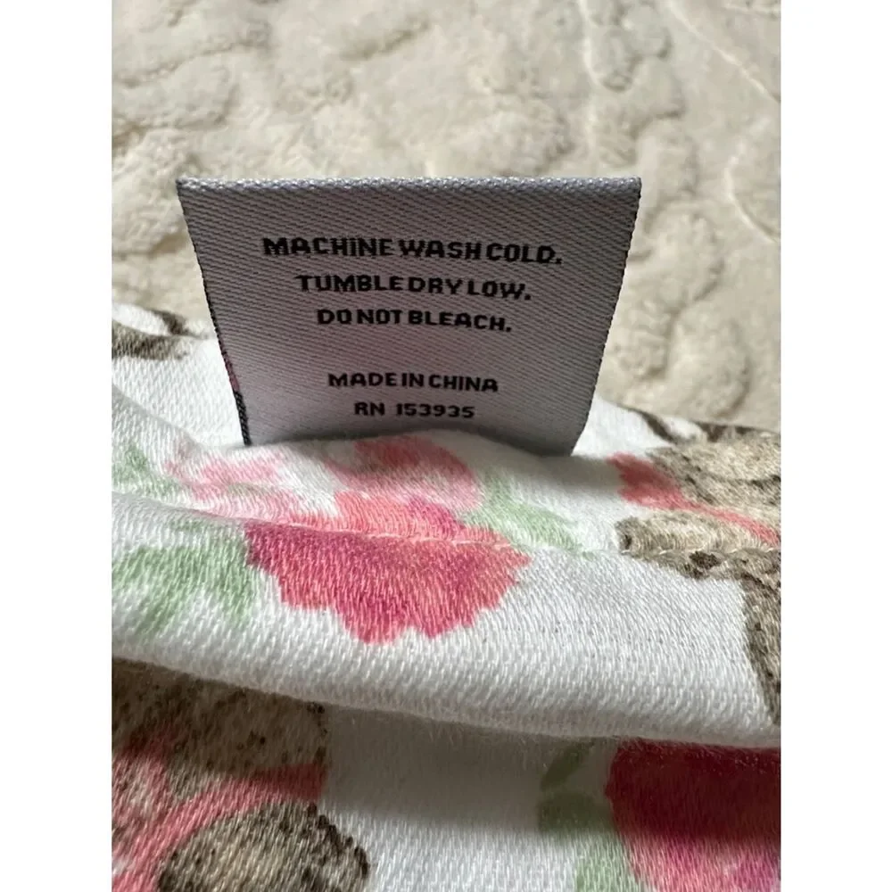 SA Easter Bunny Floral White Pink Muslin Cotton Tea Kitchen Towels Set of 3